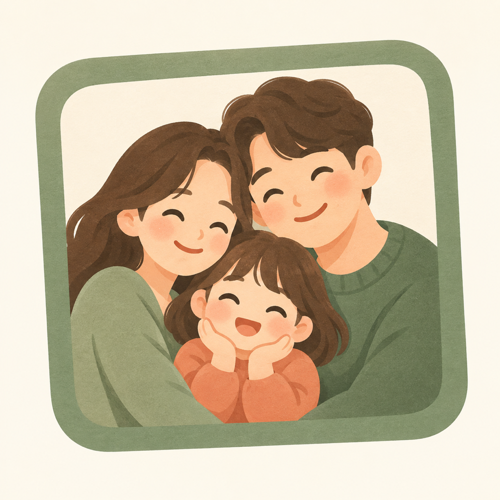 화목한 가족을 표현한 앱 아이콘